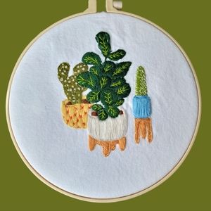 8" embroidery wall decor Cactus houseplant